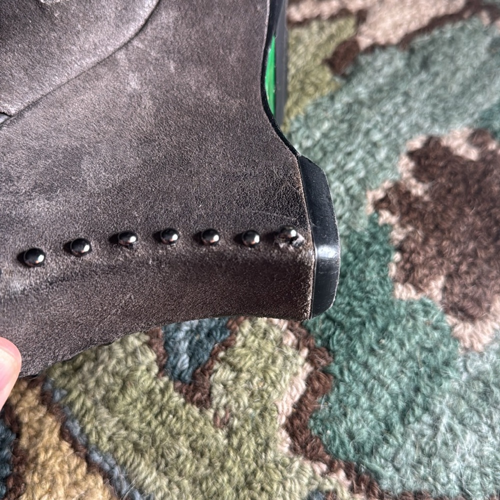 RARE Donald J Pliner Gray Wedge Suede Studded Sandals - Picture 7 of 8